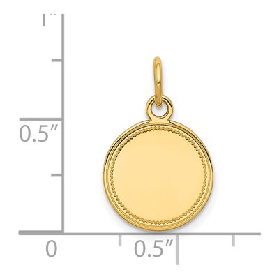 14K Yellow Gold Round Disc Charm – view 3