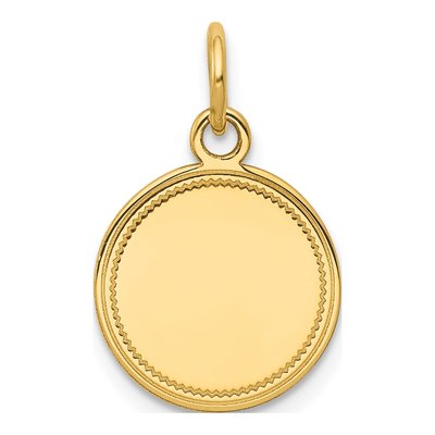 14K Yellow Gold Round Disc Charm