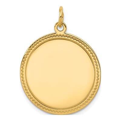 14K Yellow Gold Round Disc Charm