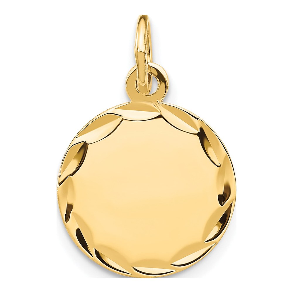14K Etched Edge .018 Gauge Engravable Round 13mm Disc Charm Pendant