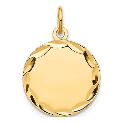 14K Yellow Gold Round Disc Charm