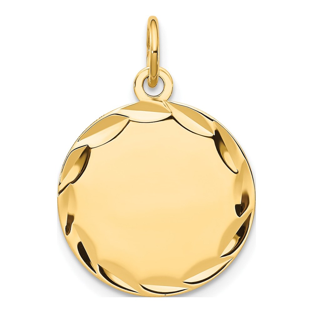14K Etched Edge .013 Gauge Engravable Round 16mm Disc Charm Pendant