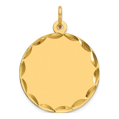 14K Yellow Gold Round Disc Charm