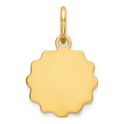 14K Yellow Gold Round Disc Charm