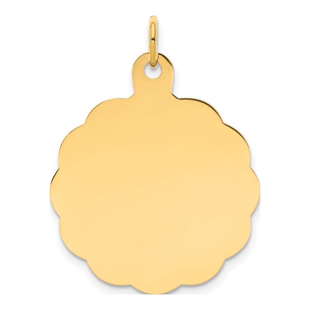 14K .027 Gauge Engravable Round Scalloped 26x23mm Disc Charm Pendant