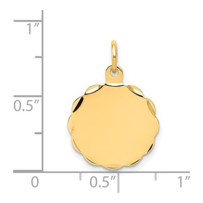 14K Yellow Gold Scalloped Disc Charm – view 4
