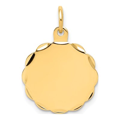 14K Yellow Gold Scalloped Disc Charm