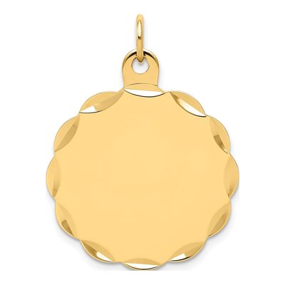 14K Yellow Gold Scalloped Disc Charm