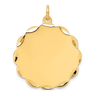 14K Yellow Gold Round Disc Charm