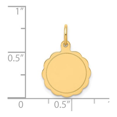14K Yellow Gold Scalloped Disc Charm – view 2