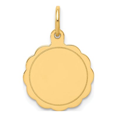 14K Yellow Gold Scalloped Disc Charm