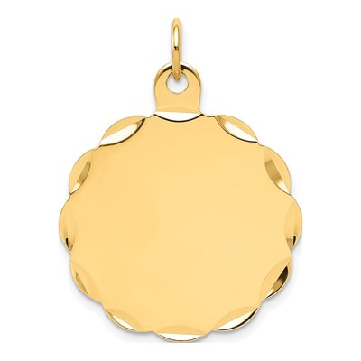 14K Yellow Gold Round Disc Charm