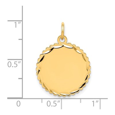 14K Yellow Gold Scalloped Disc Charm – view 3