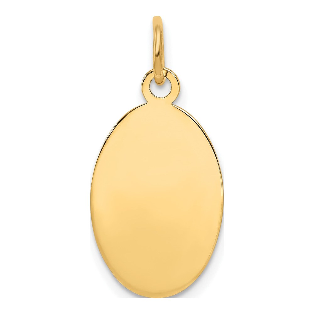 14K Plain .011 Gauge Engravable Oval 19x11mm Disc Charm Pendant