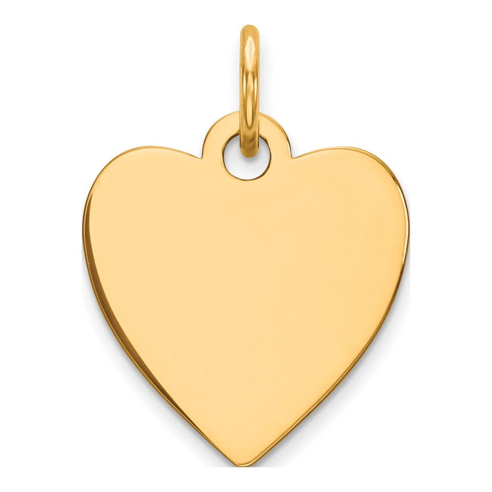 14K Plain .035 Gauge Engravable Heart 15x14mm Disc Charm Pendant