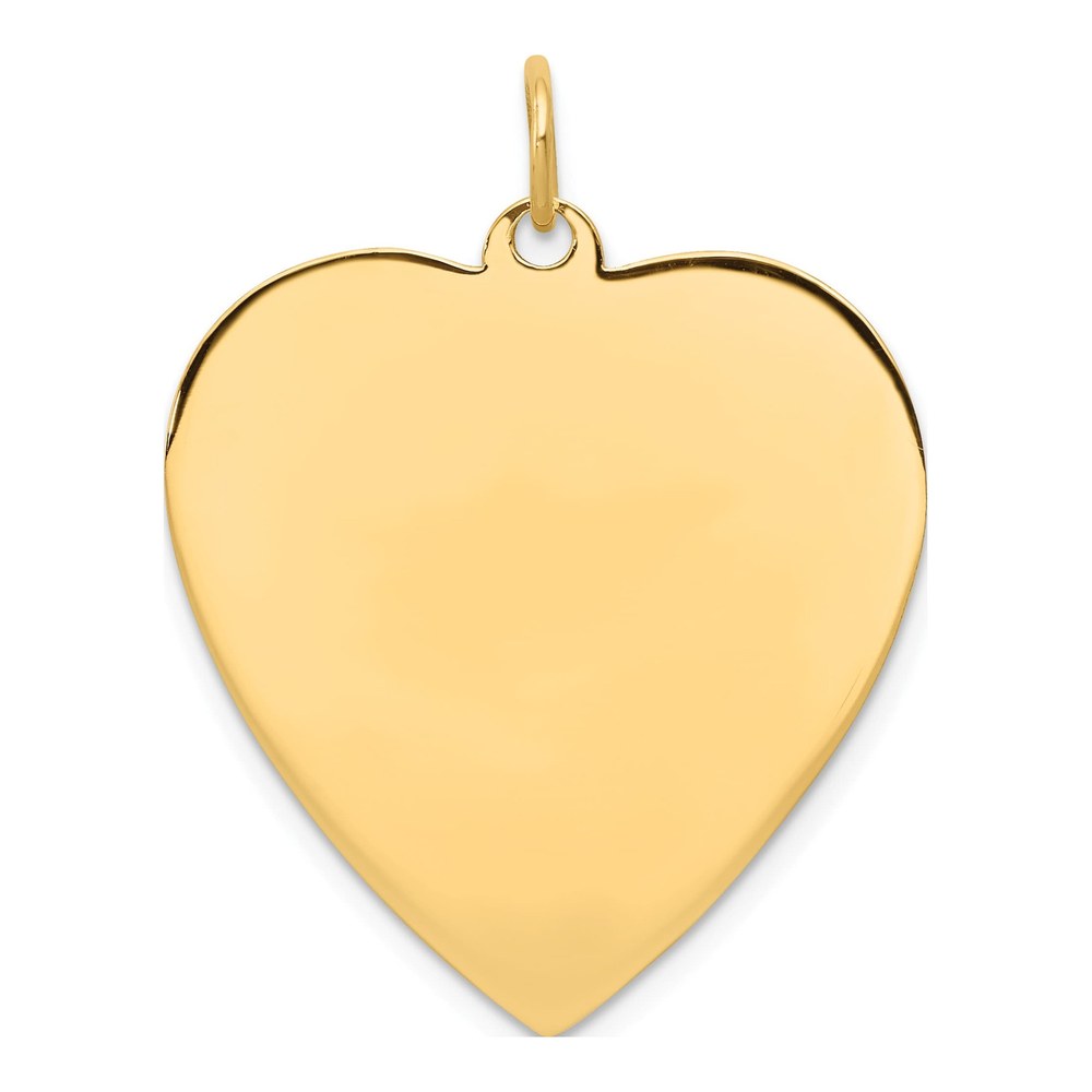 14K Plain .018 Gauge Engravable Heart 27x24mm Disc Charm Pendant