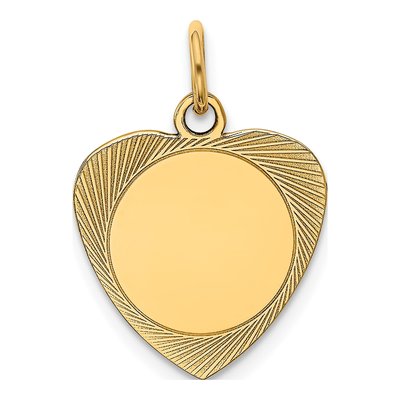 14K Yellow Gold Heart Disc Charm