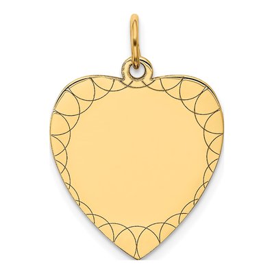 14K Yellow Gold Heart Disc Charm