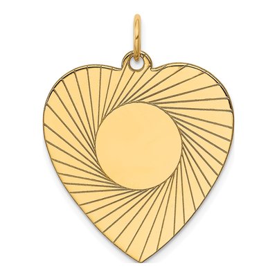 14K Yellow Gold Heart Disc Charm