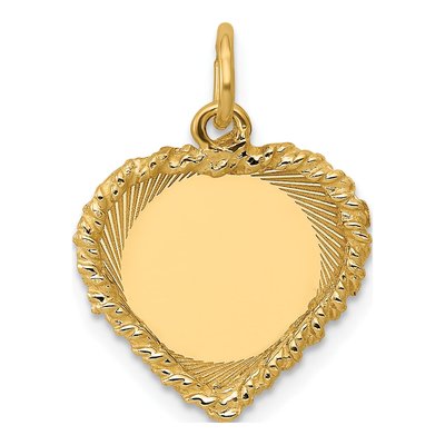 14K Yellow Gold Heart Disc Charm