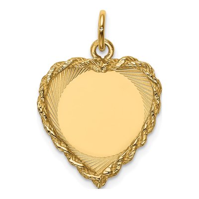 14K Yellow Gold Heart Disc Charm
