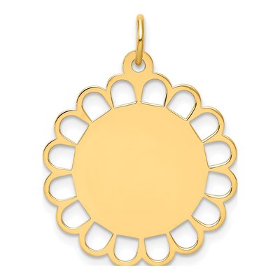 14K Yellow Gold Flower Disc Charm