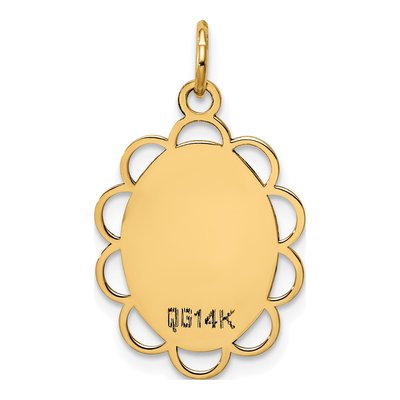 14K Yellow Gold Oval Flower Disc Charm – view 3