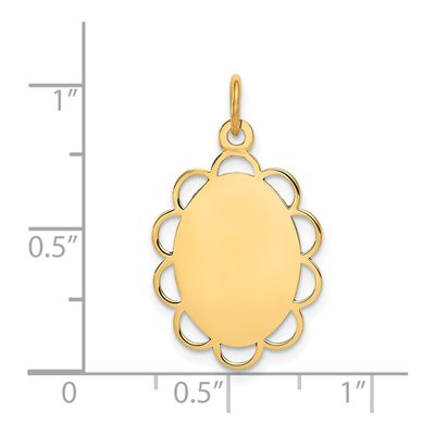14K Yellow Gold Oval Flower Disc Charm – view 4