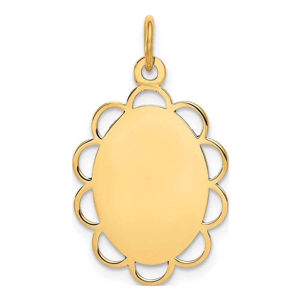 14K Yellow Gold Oval Flower Disc Charm