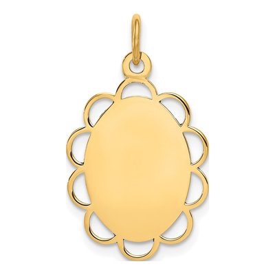 14K Yellow Gold Oval Flower Disc Charm