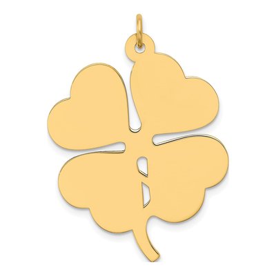 14K Yellow Gold Clover Disc Charm