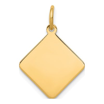 14K Yellow Gold Diamond-Shape Disc Charm