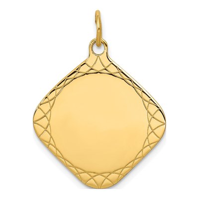 14K Yellow Gold Diamond-Shaped Disc Charm