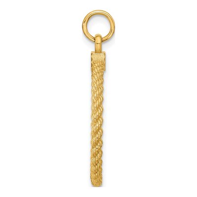 14K Yellow Gold Patterned Disc Charm – view 3