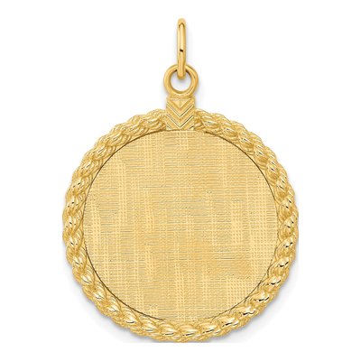 14K Yellow Gold Patterned Disc Charm