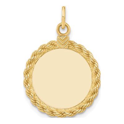 14K Yellow Gold Round Disc Charm