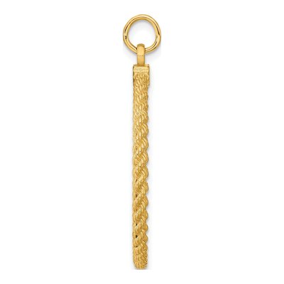 14K Yellow Gold Round Disc Rope Edge Charm – view 2