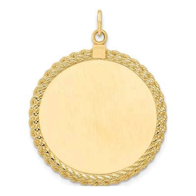 14K Yellow Gold Round Disc Rope Edge Charm – view 3