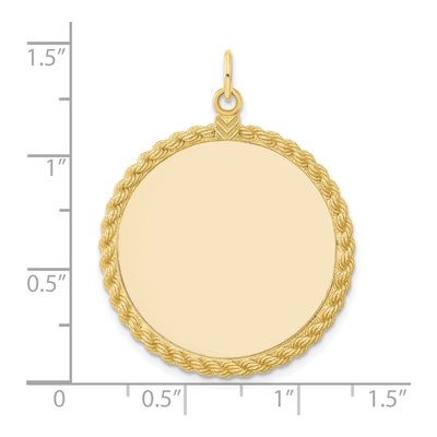 14K Yellow Gold Round Disc Rope Edge Charm – view 4