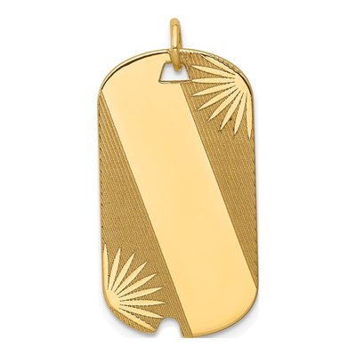 14K Yellow Gold Dog Tag Charm