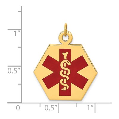 14K Yellow Gold Hexagon Red Enamel Alert Pendant – view 3