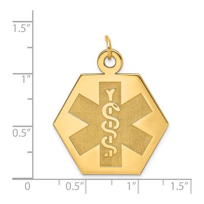 14K Yellow Gold Hexagon Medical Alert Pendant – view 3