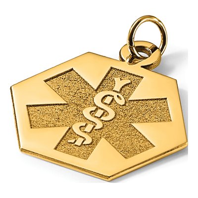 14K Yellow Gold Hexagon Medical Alert Pendant – view 5