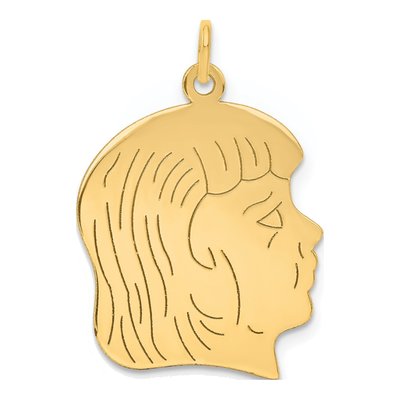 14K Yellow Gold Girl Head Charm