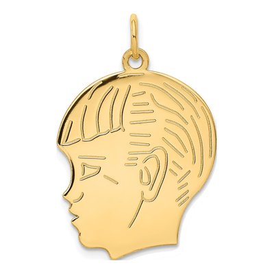 14K Yellow Gold Boy Head Charm