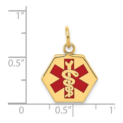 14K Yellow Gold Red Enamel Medical ID Pendant – view 4