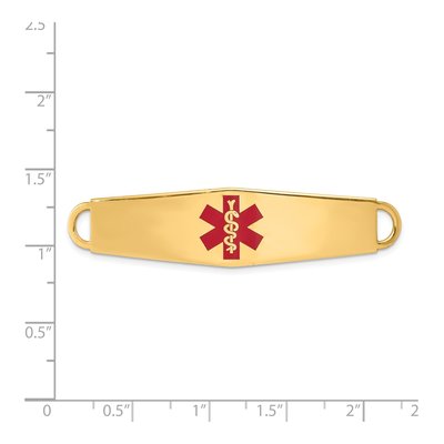 14K Yellow Gold Red Enamel Medical ID Plate Bracelet – view 4