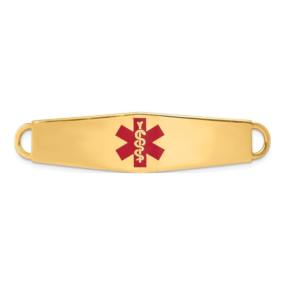 14K Yellow Gold Red Enamel Medical ID Plate