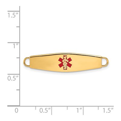 14K Yellow Gold Red Enamel Medical ID Plate Bracelet – view 3