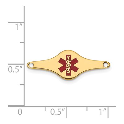 14K Yellow Gold Red Enamel Medical ID Plate Bracelet – view 2